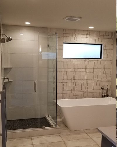 new shower and bath tub in bathroom remodel olathe ks